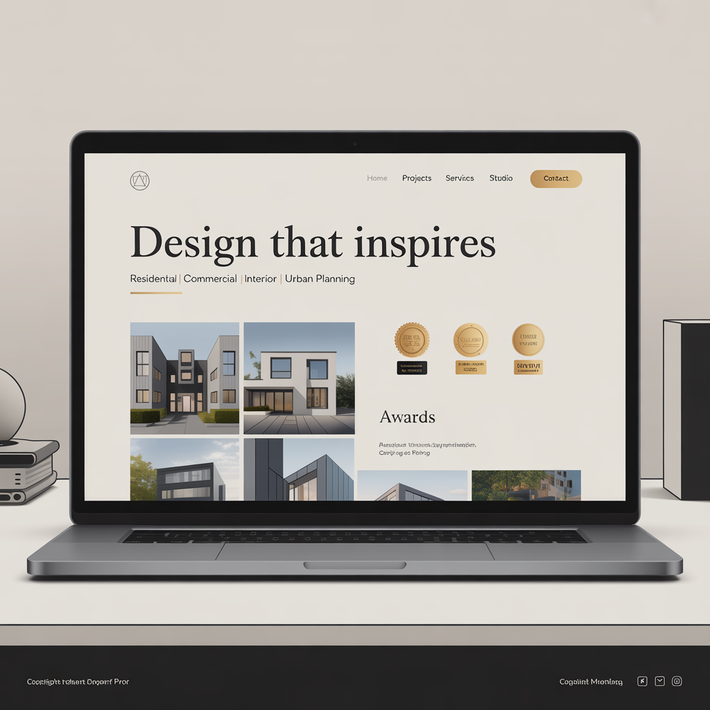 Architecture firm website with project portfolio and awards