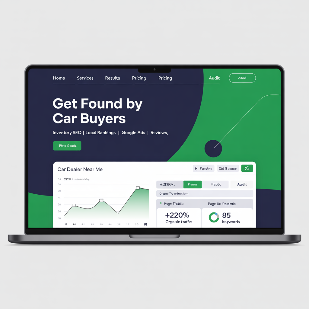 Automotive dealer SEO dashboard with inventory rankings