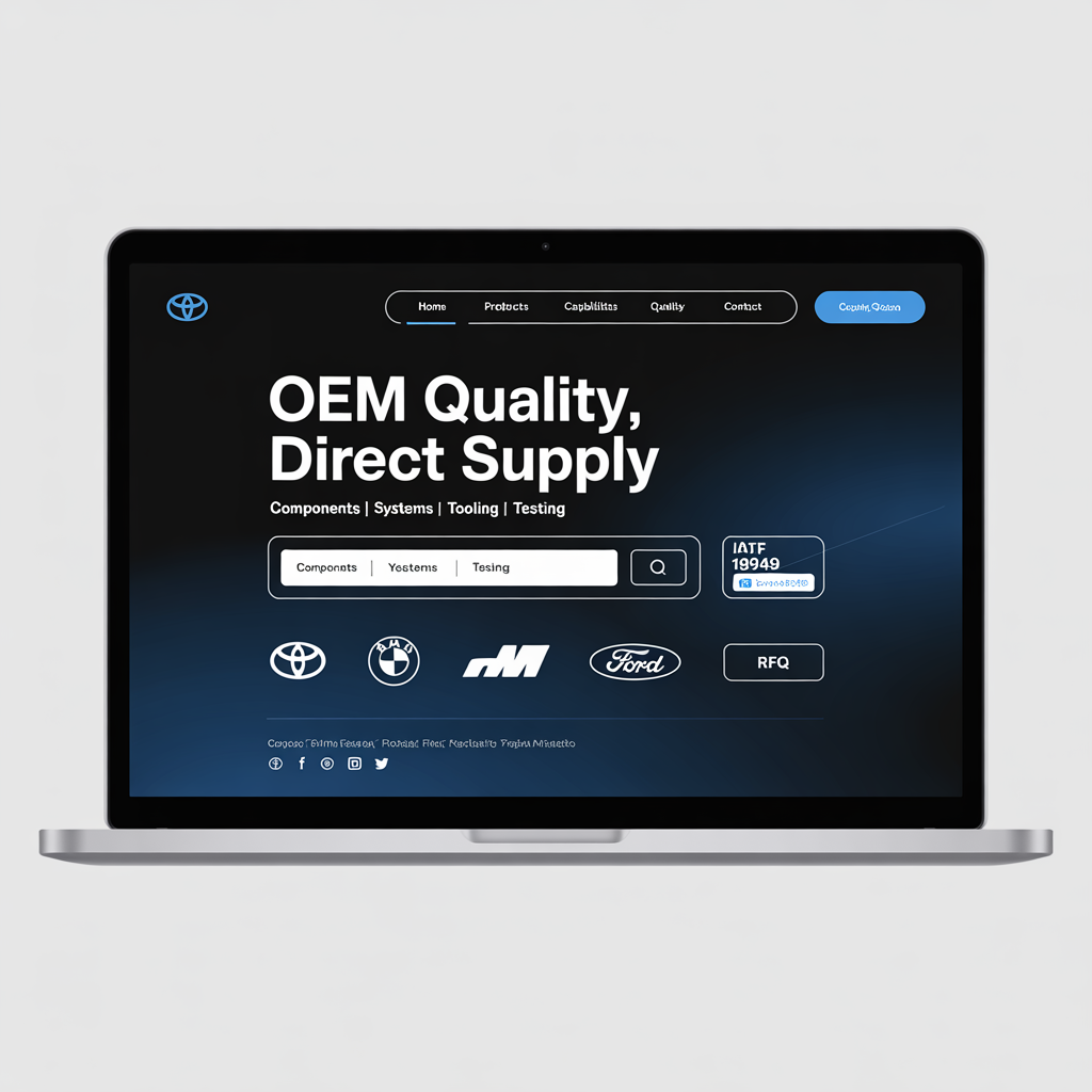 Automotive supplier website with product catalog and certifications