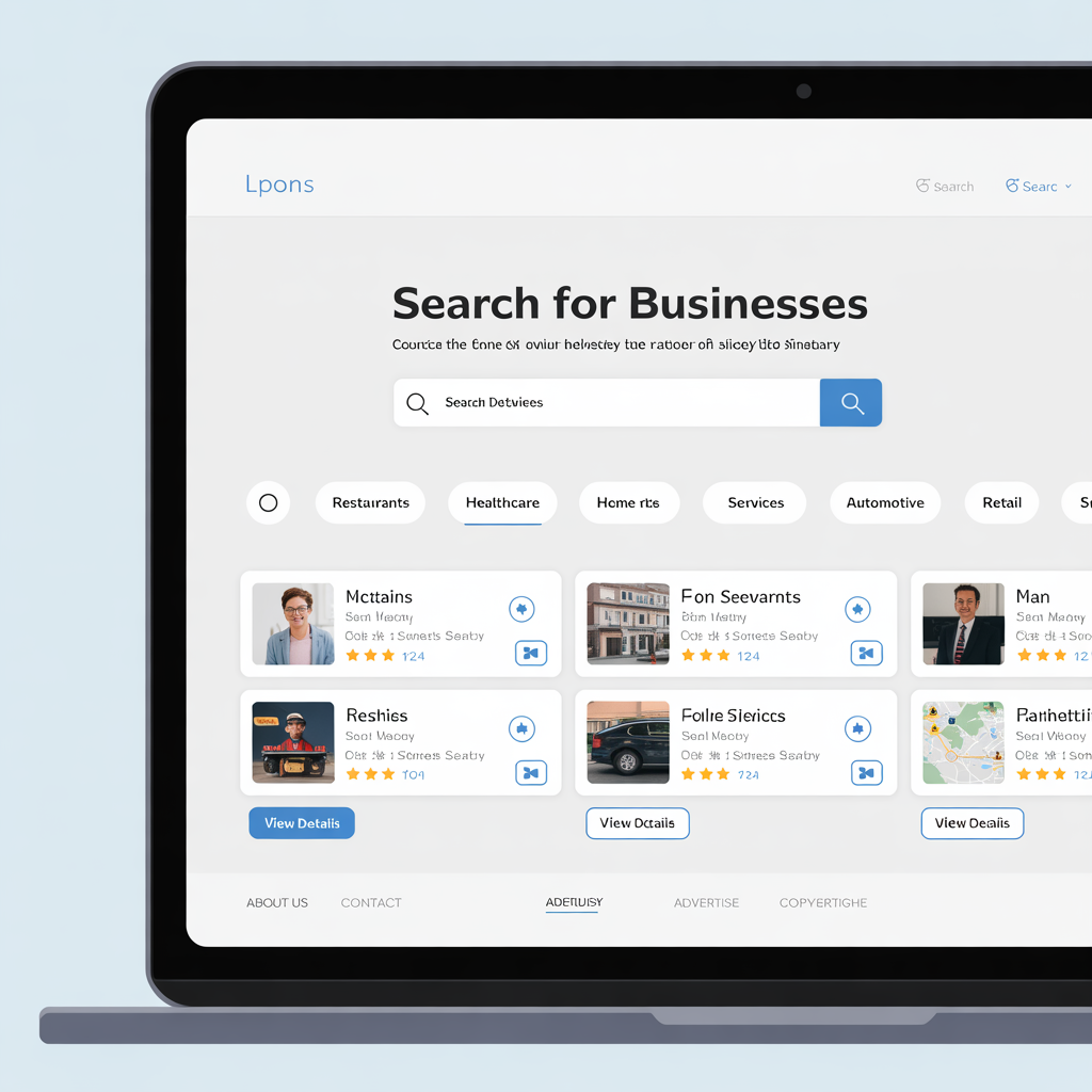 Business directory website development mockup