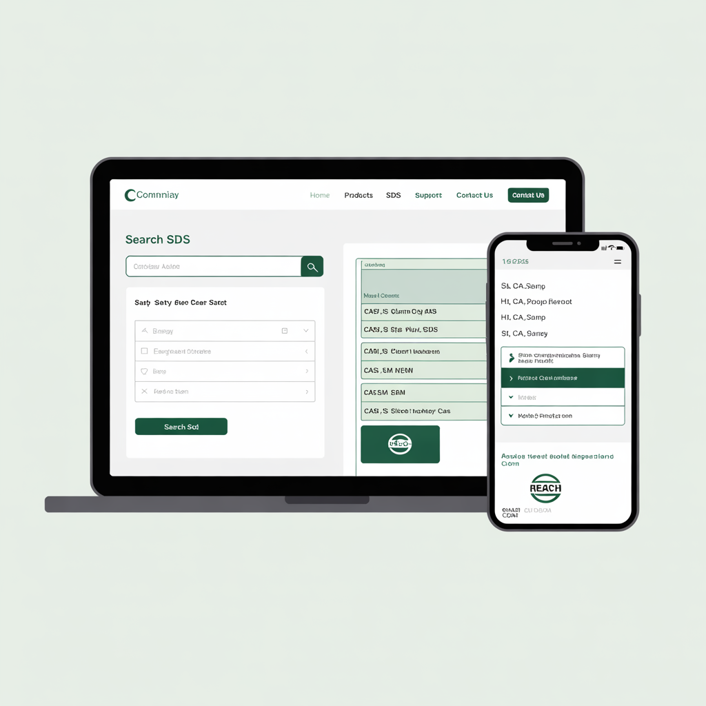 Chemical company website with SDS library