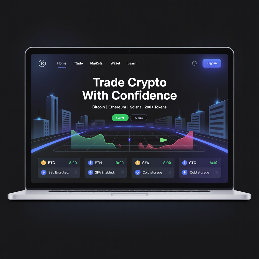 Cryptocurrency exchange with trading charts and portfolio dashboard