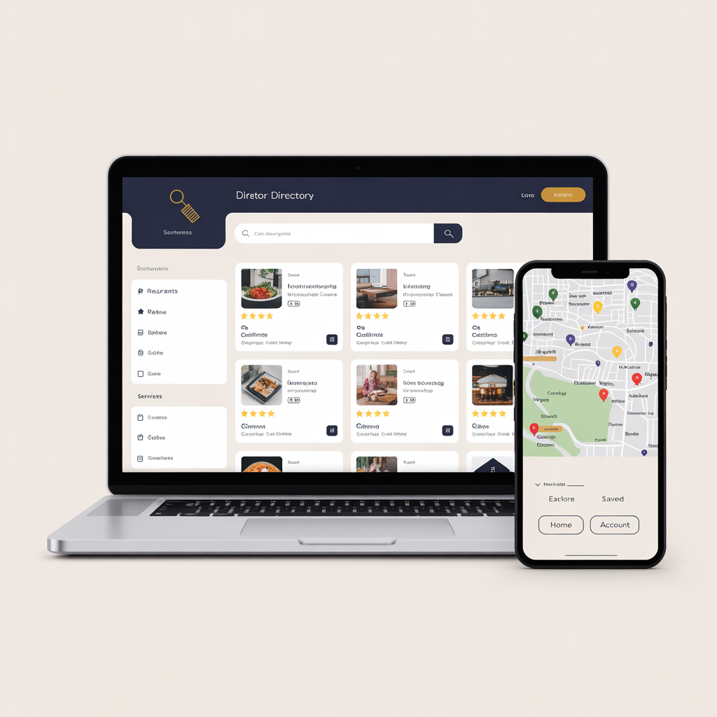 Custom directory website development mockup