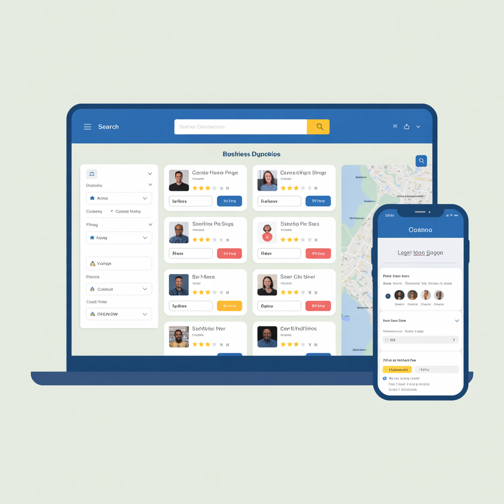 Custom directory website with search and listing profiles