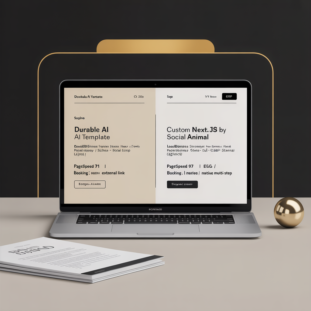 Custom Next.js trades website outperforming a Durable AI generic template