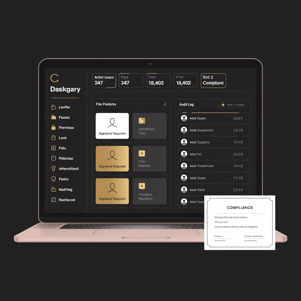 Enterprise file sharing platform with audit logs e-signature and access control