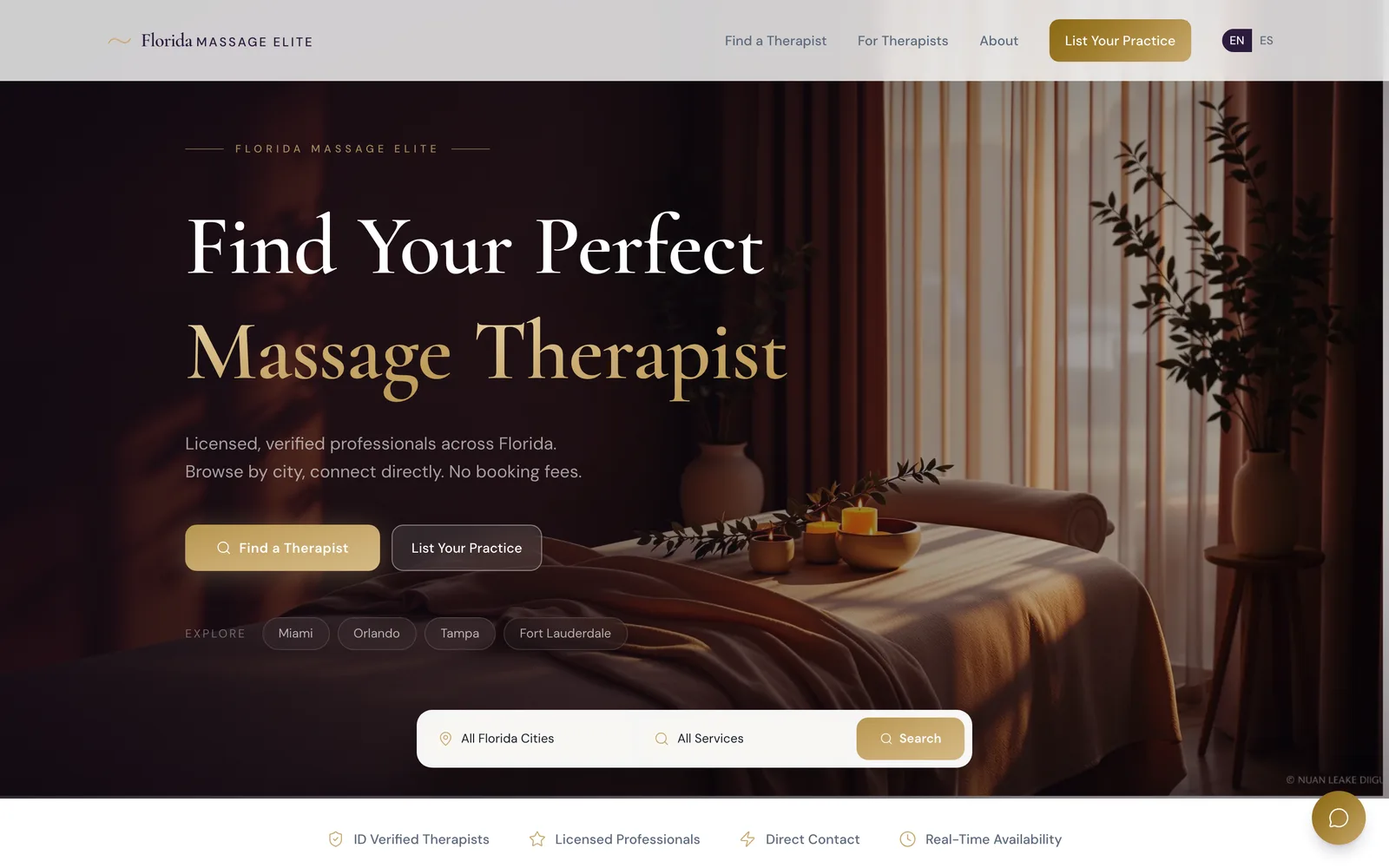 Florida Massage Elite website