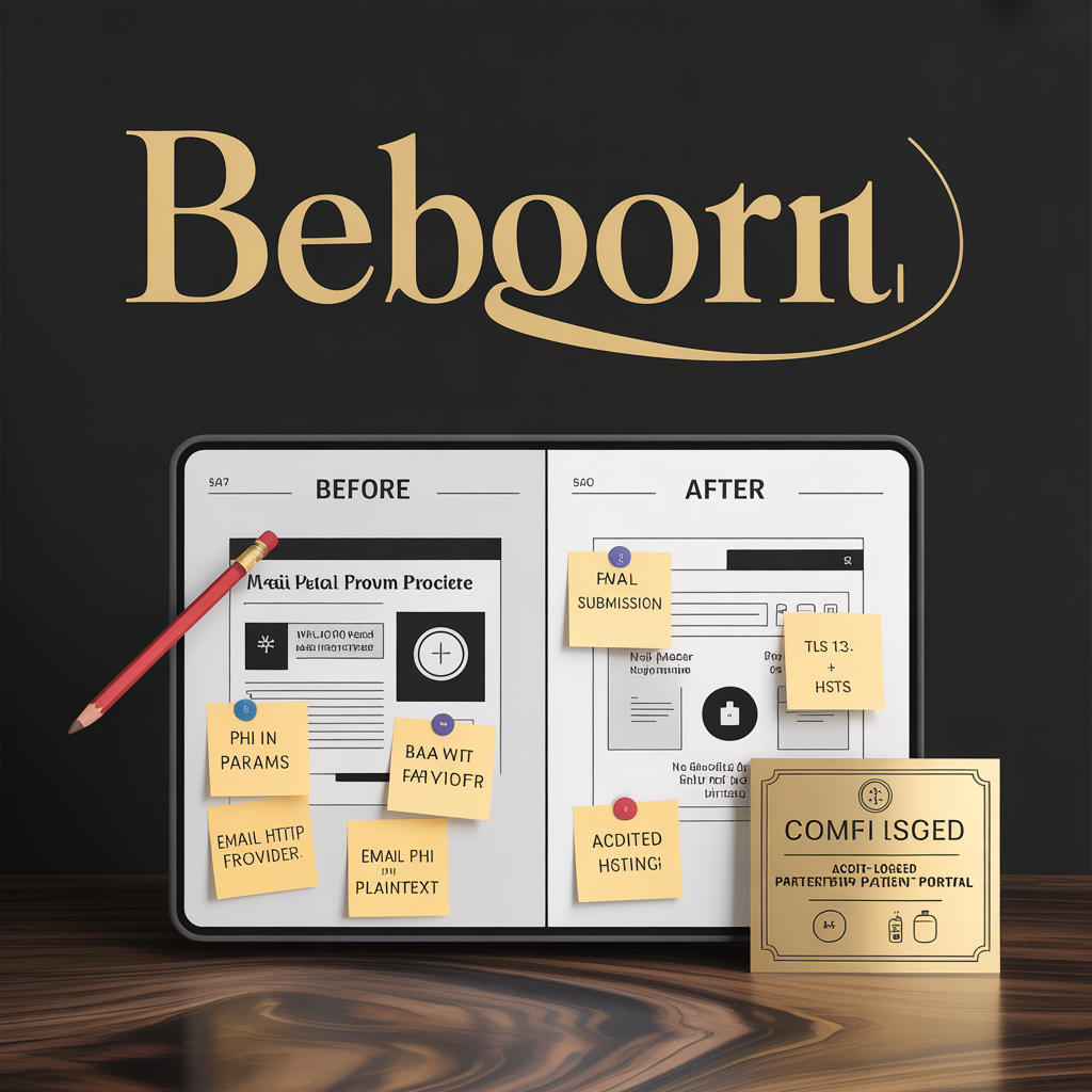 HIPAA compliant website redesign before and after with PHI form handling