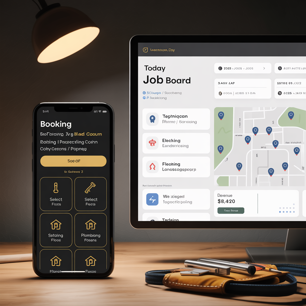 Home services platform with online booking trade scheduling and review system