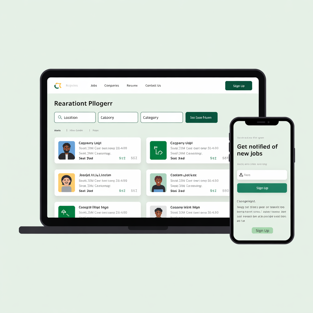 Job board website development mockup