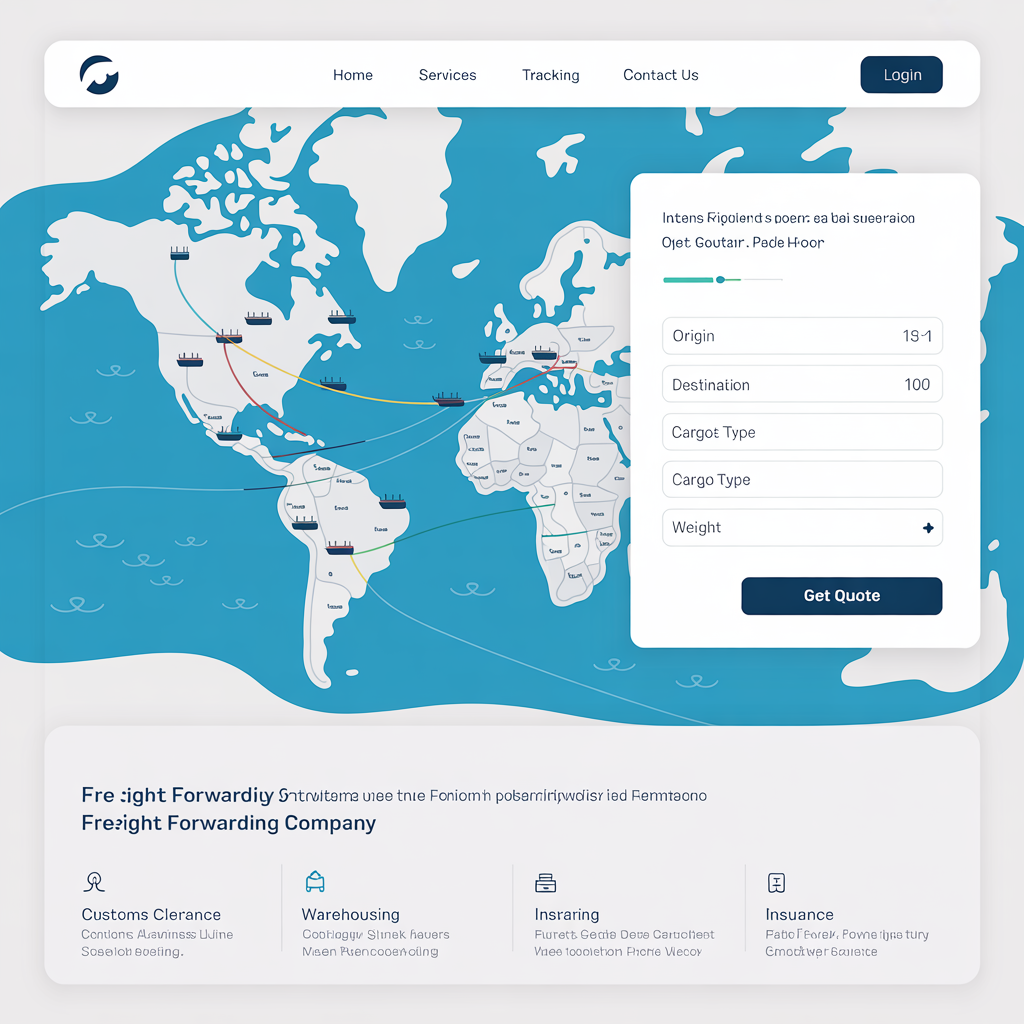 Logistics company website with tracking mockup