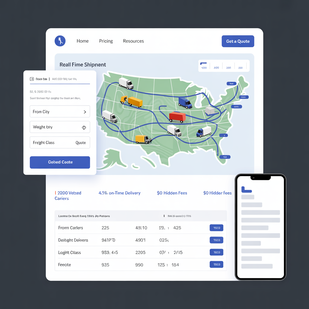 Logistics and freight company website with real-time shipment tracking dashboard