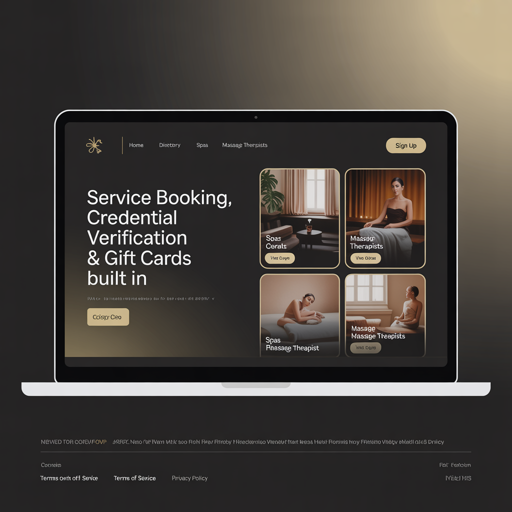 Massage & Spa Directory Website Development website mockup