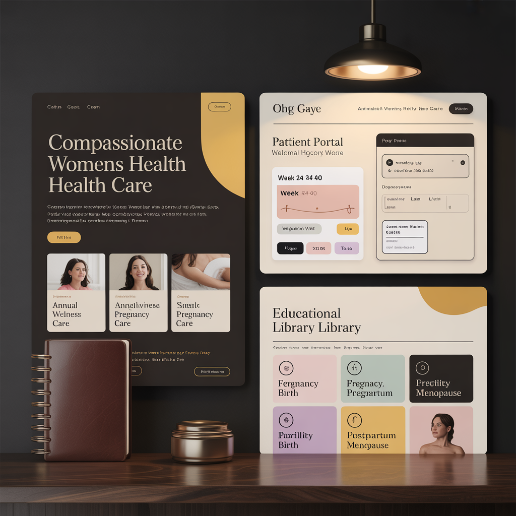 OB-GYN practice website with patient portal and pregnancy tracker