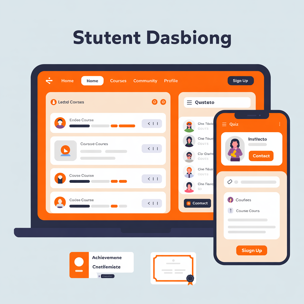 Custom online course platform with student dashboard