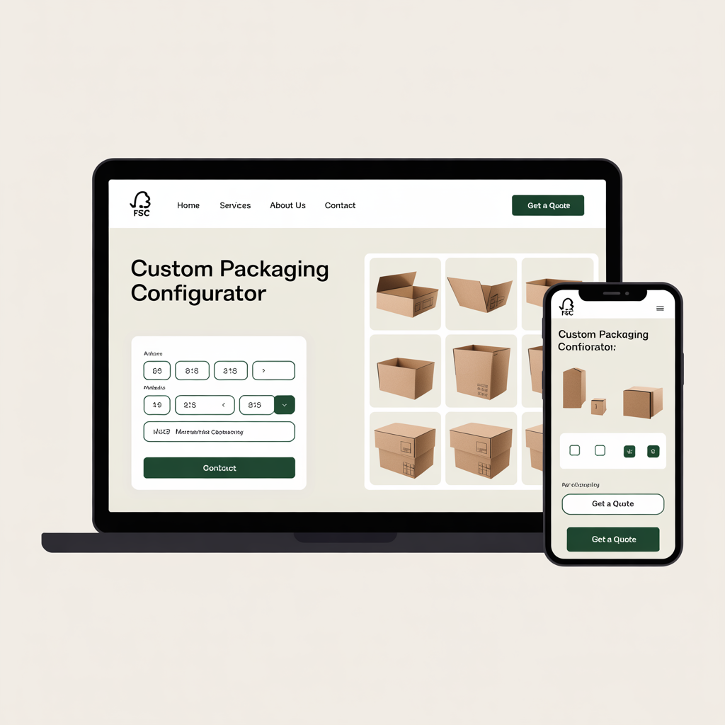 Packaging company website with configurator