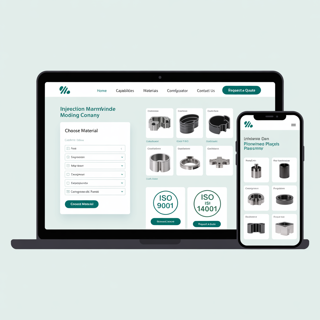 Injection molding company website mockup