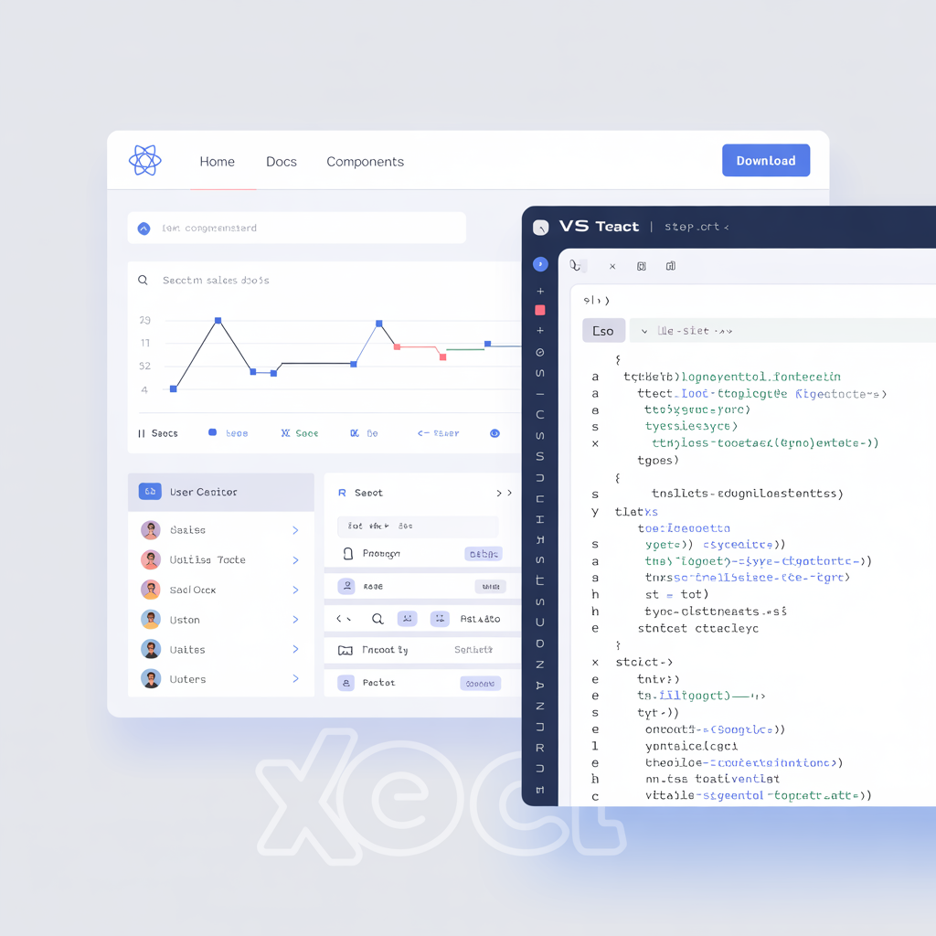 React application showcase on laptop with code editor