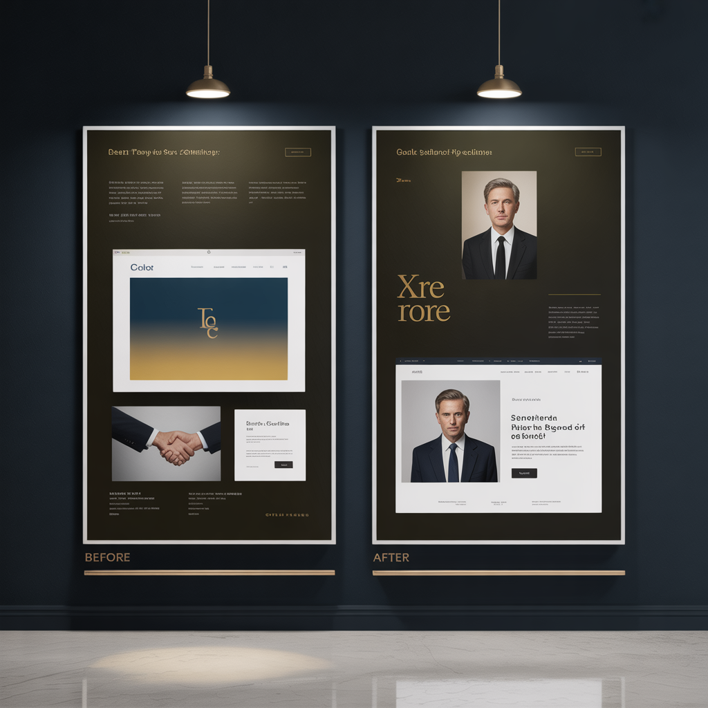 Before-and-after rebrand evidence wall