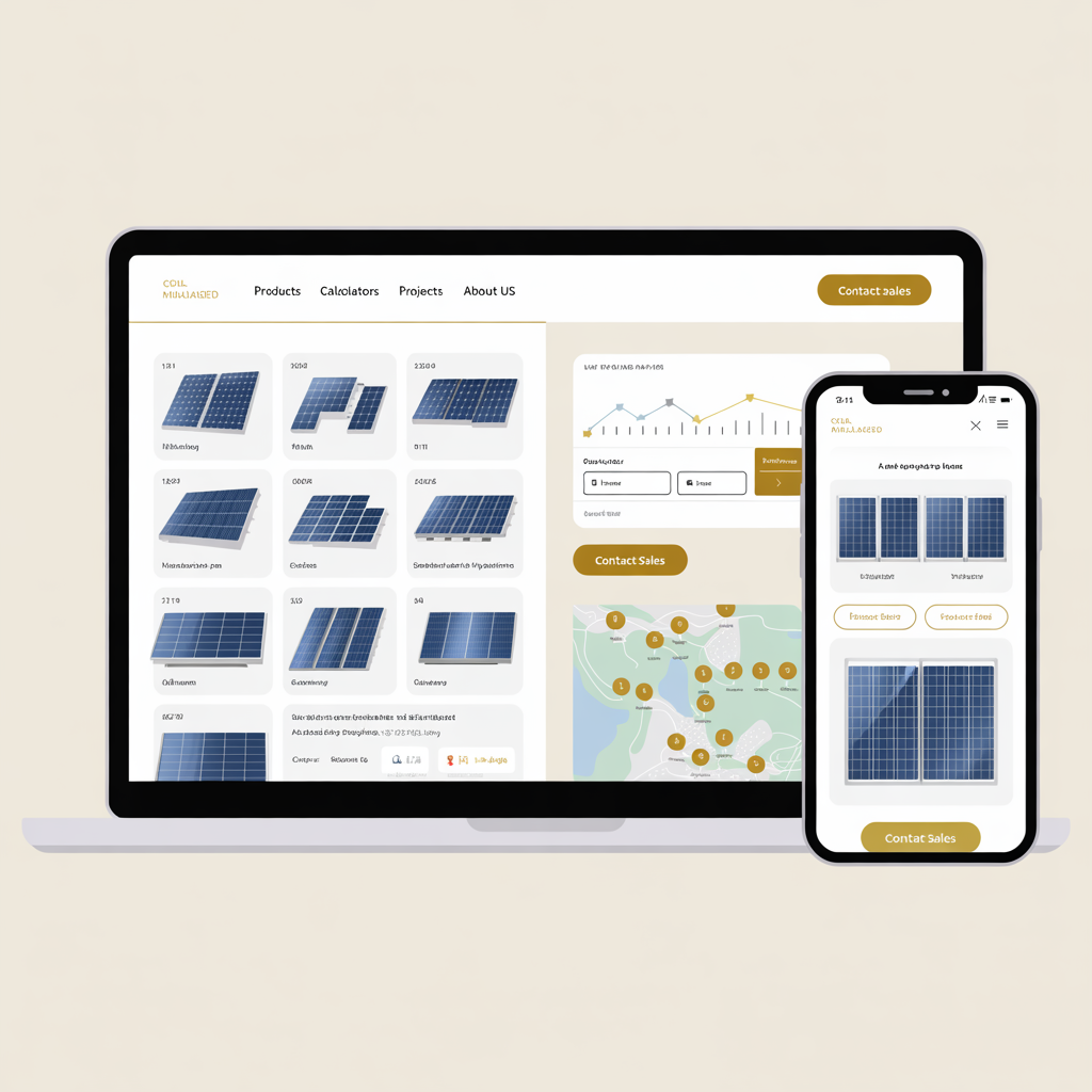 Solar panel manufacturer website mockup