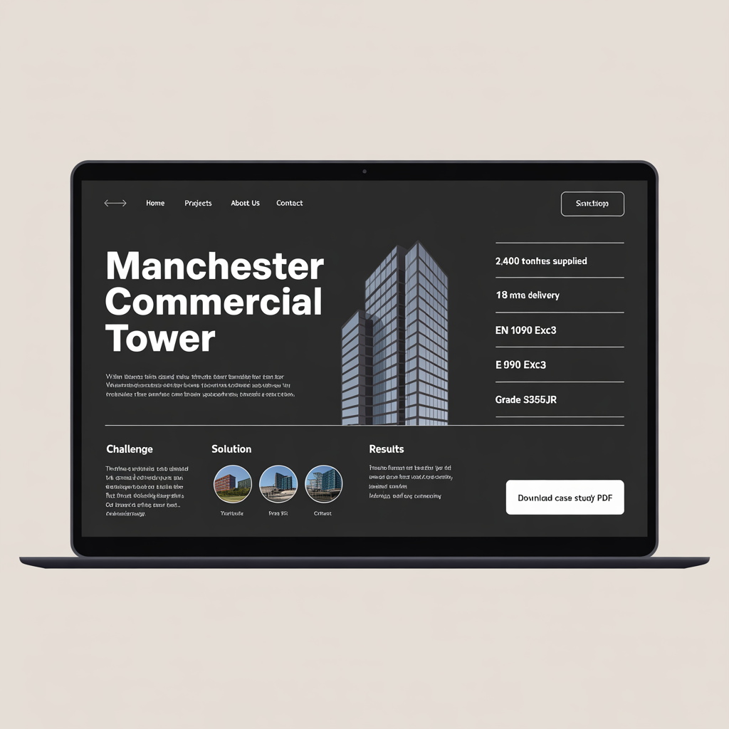 Engineering case study page with tonnage metrics and project details