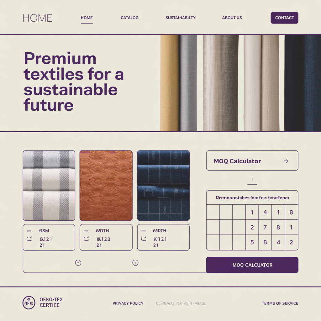 Textile manufacturer website with fabric catalog