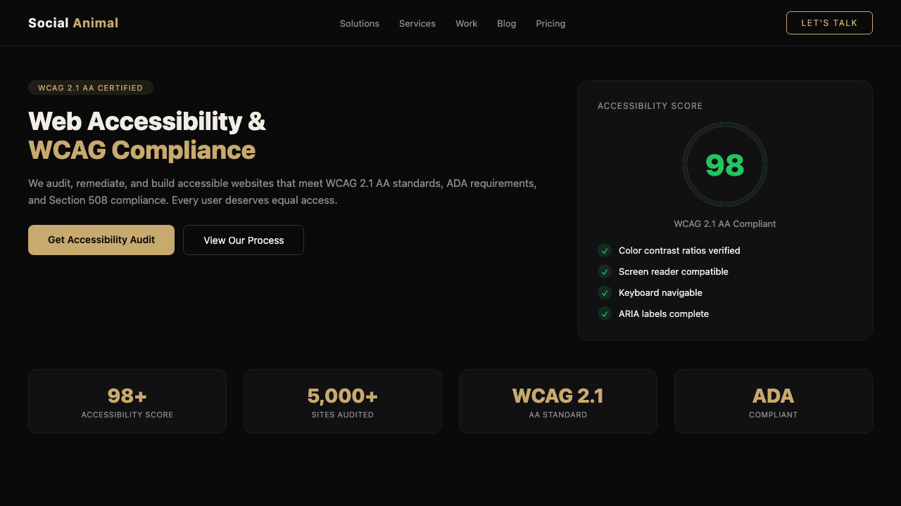 WCAG accessibility compliance mockup