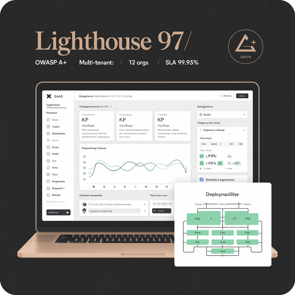 Custom Next.js web application architecture with multi-tenant SaaS dashboard and OWASP score