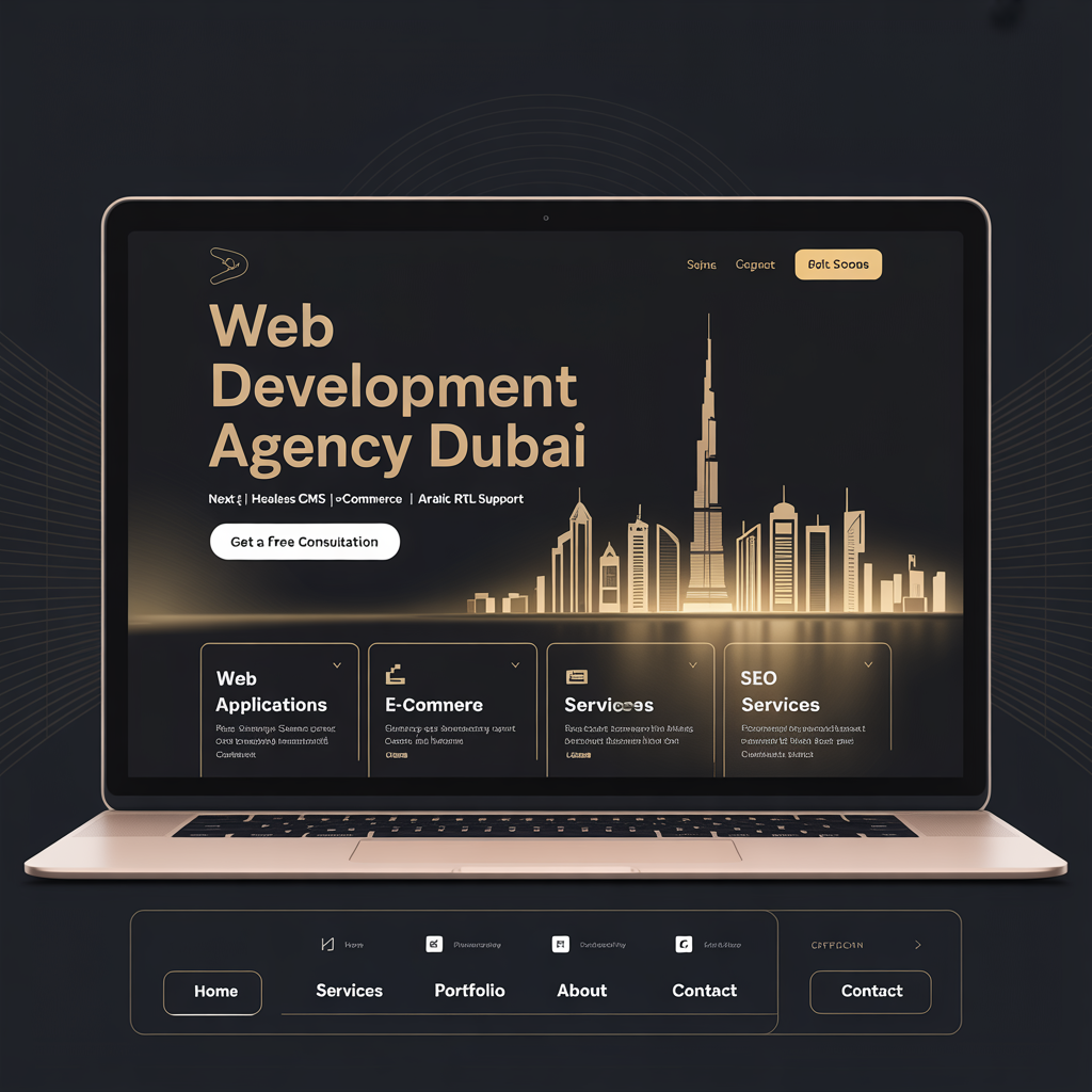 Web development agency Dubai website with Arabic RTL support and luxury dark design