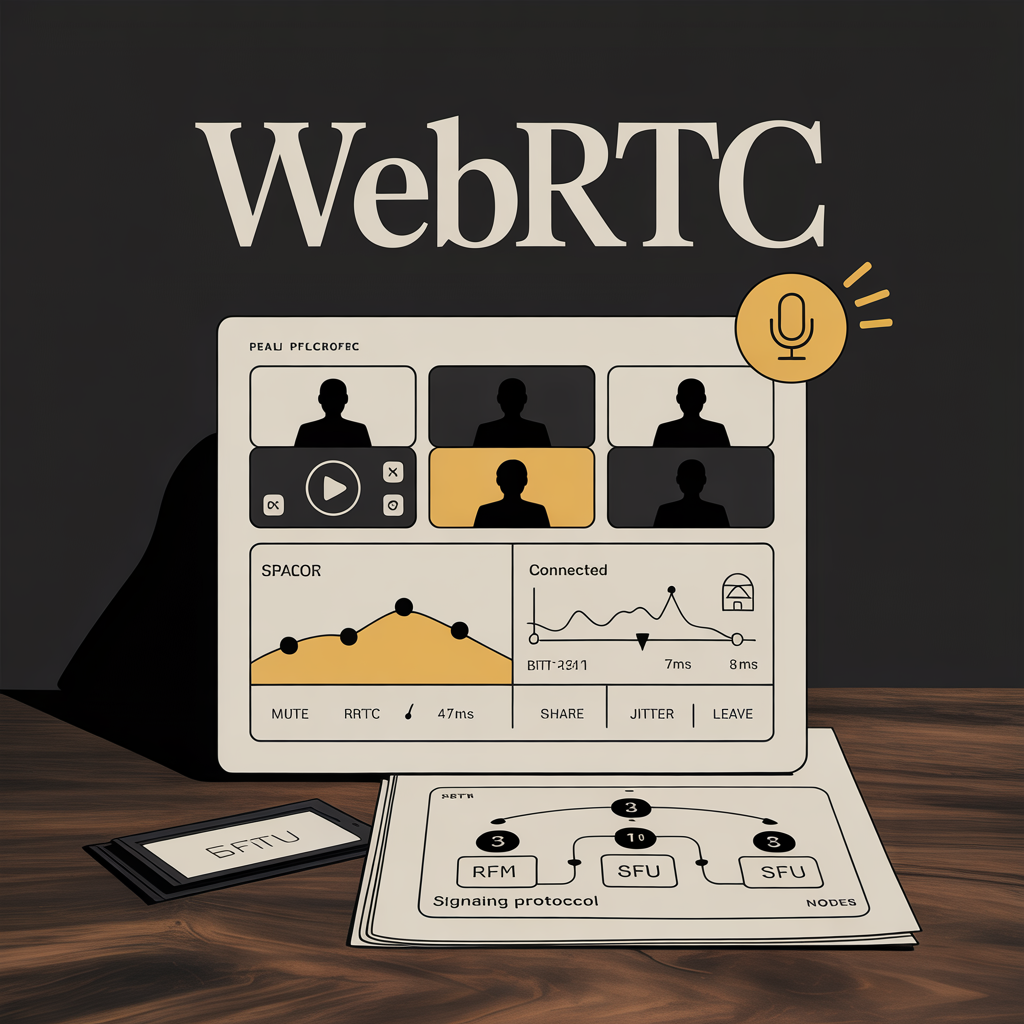WebRTC video call interface with signaling stats and peer connections