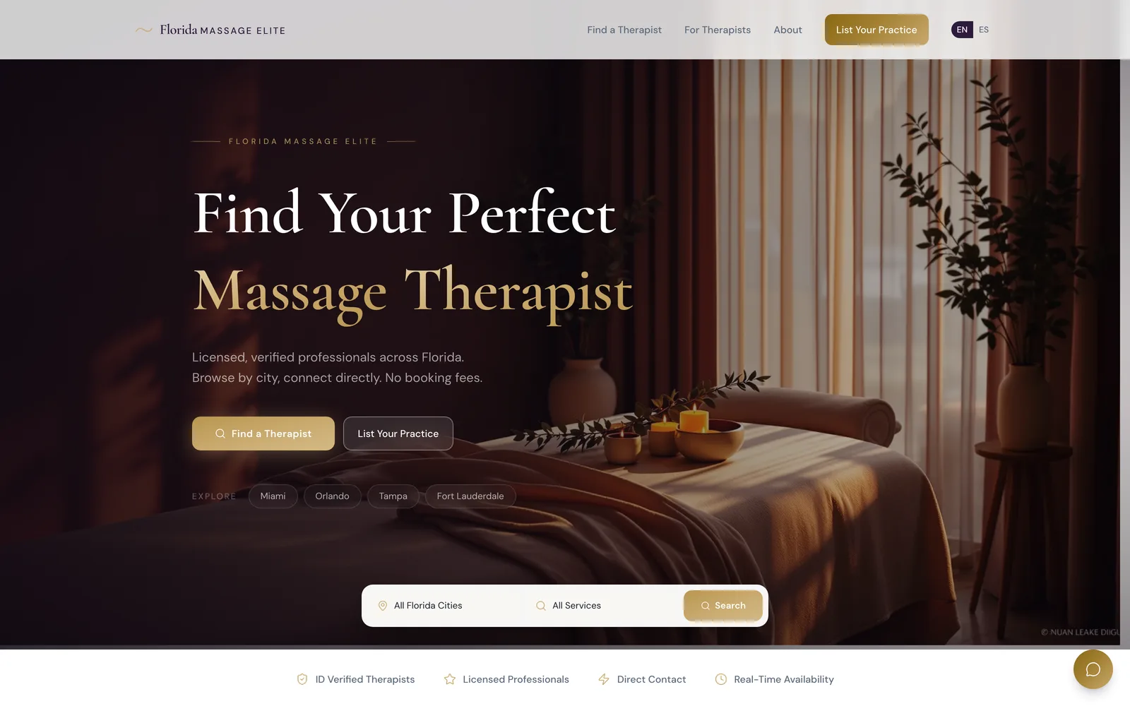 Florida Massage Elite directory homepage