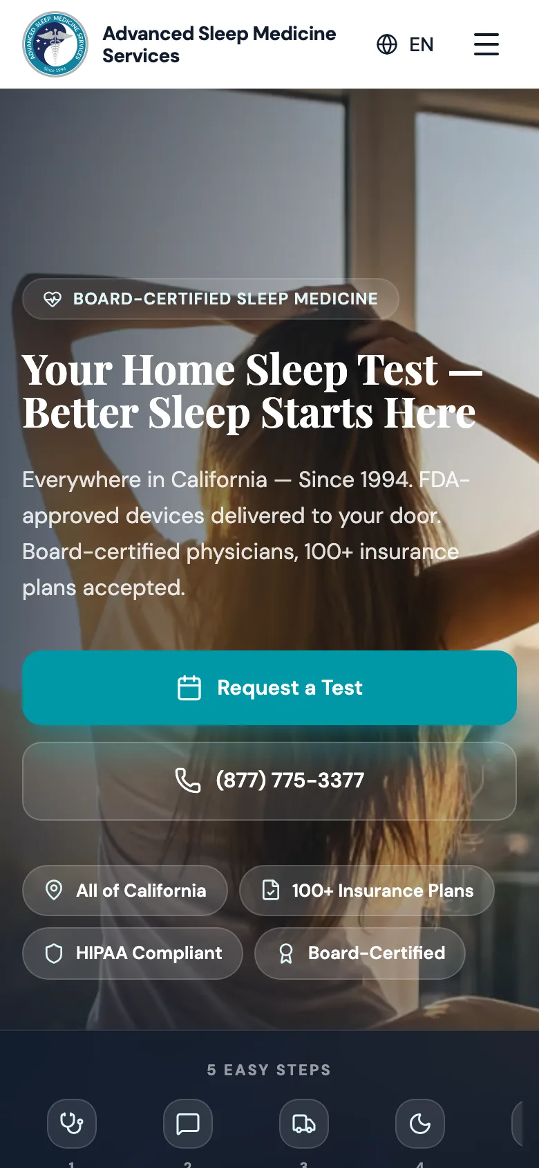 SleepDr.com homepage on mobile
